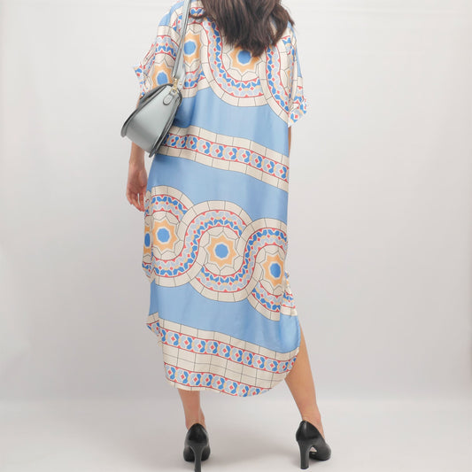 Robe caftan imprimé géométrique col V KD6917VS-17