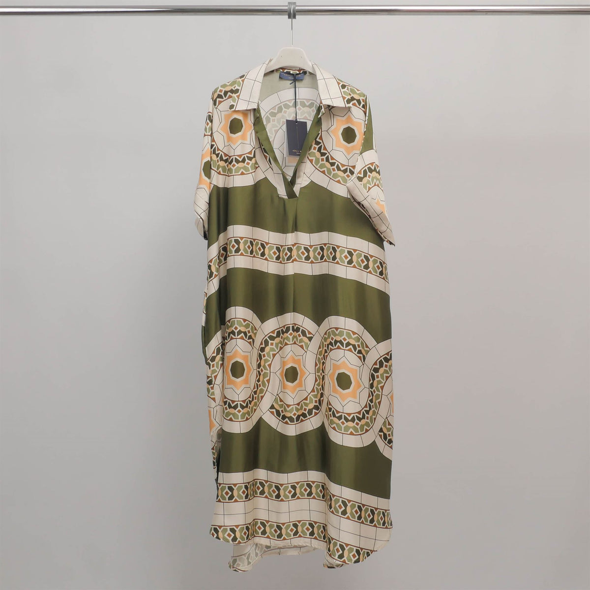 Robe caftan imprimé géométrique col v kd6917vs 17