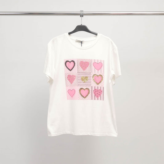 T-shirt motifs cœurs multicolores – CSS24020-1