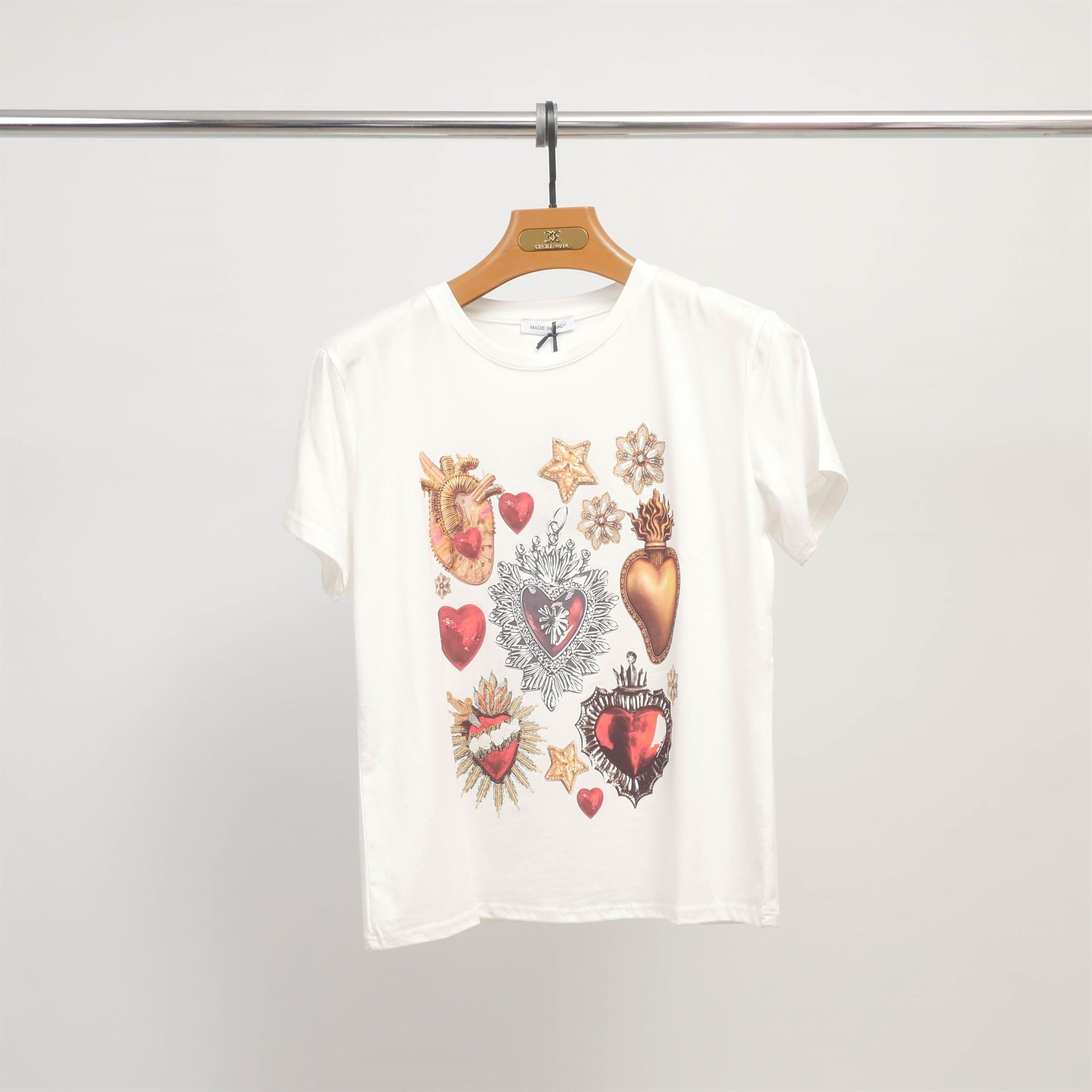 T-shirt cœurs sacrés imprimés CSS24020-3