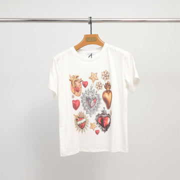 T-shirt cœurs sacrés imprimés CSS24020-3