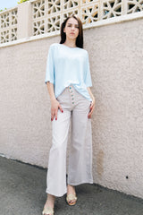 Pantalon large boutonné à taille haute CVA824726