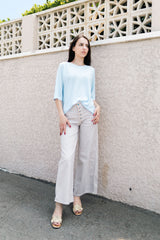 Pantalon large boutonné à taille haute CVA824726