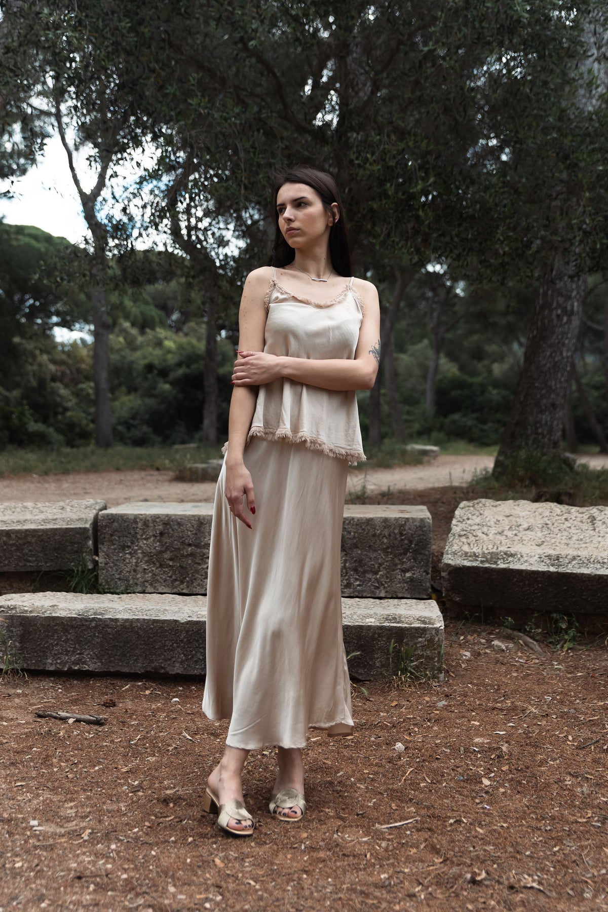 Satin midi skirt with elasticated waist kd6651vs 2