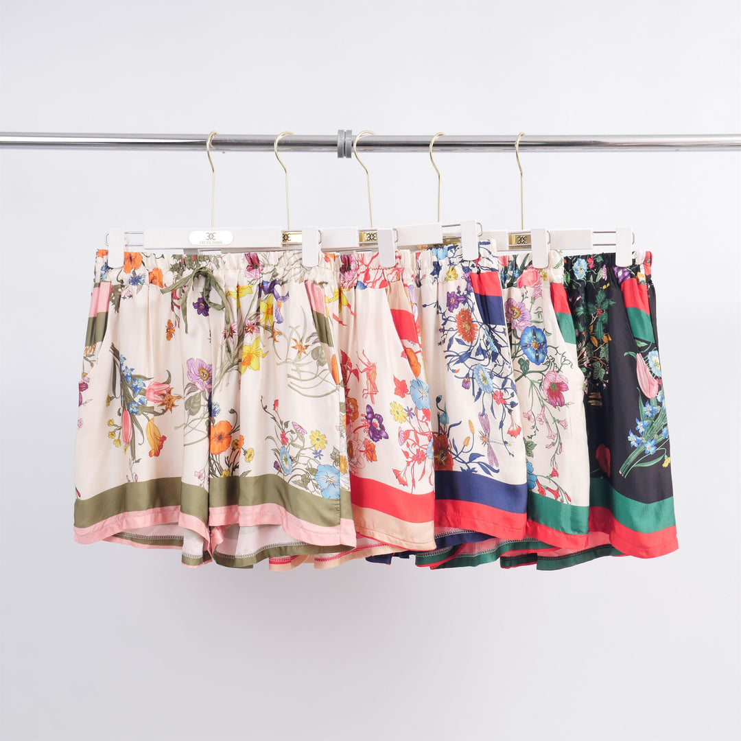 Floral print silk-viscose flowy shorts KD8320VS-6