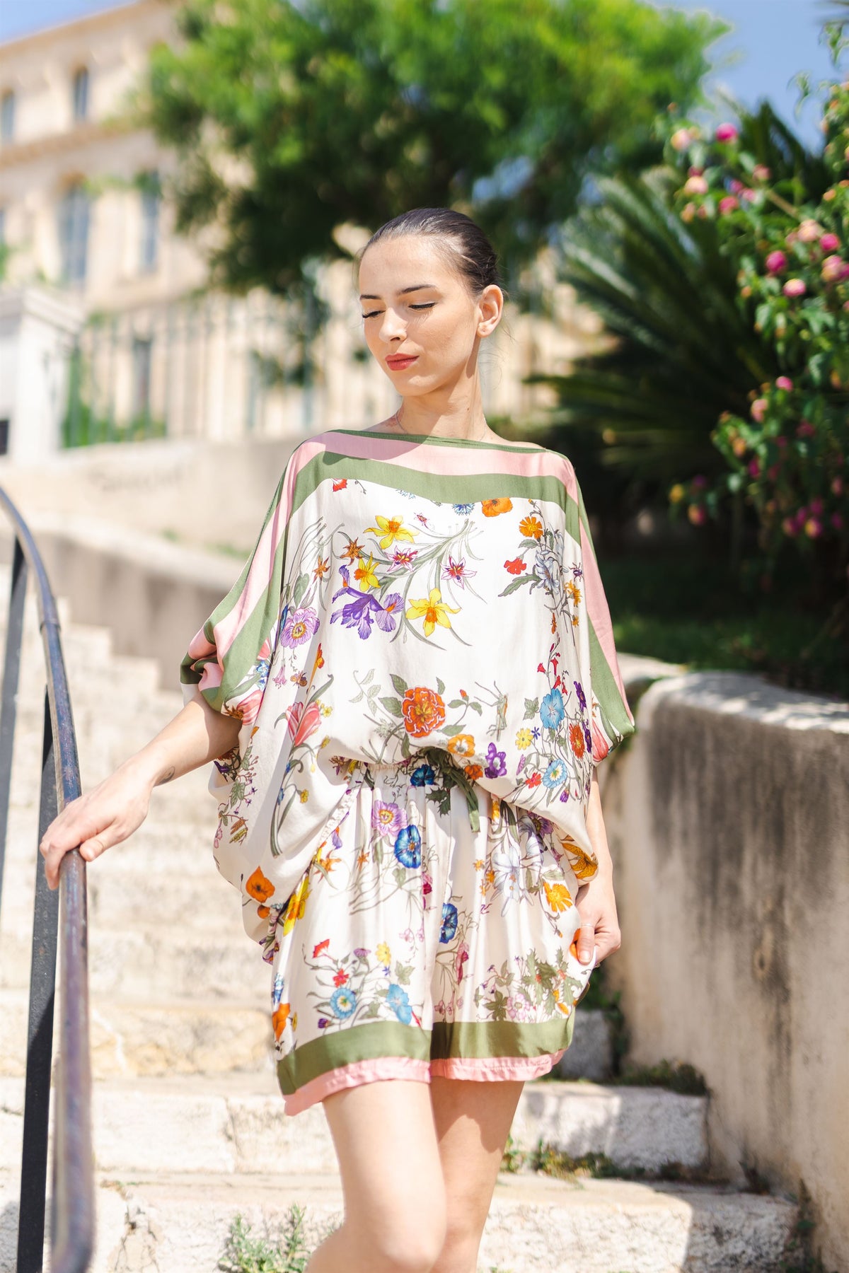 Floral print silk viscose flowy shorts kd8320vs 6