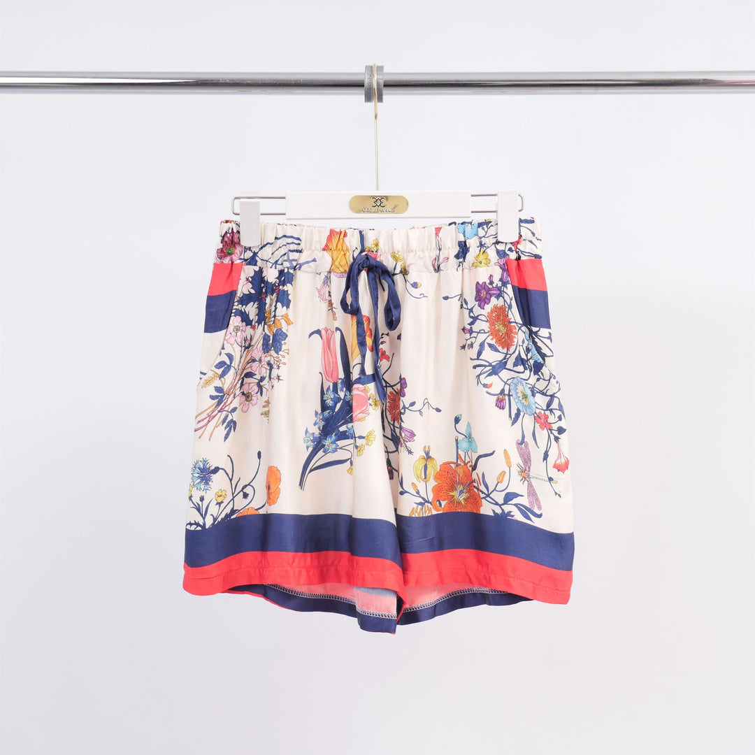 Floral print silk-viscose flowy shorts KD8320VS-6