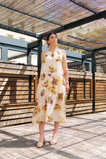 Robe longue à imprimé floral en coton stretch TDMK513-8
