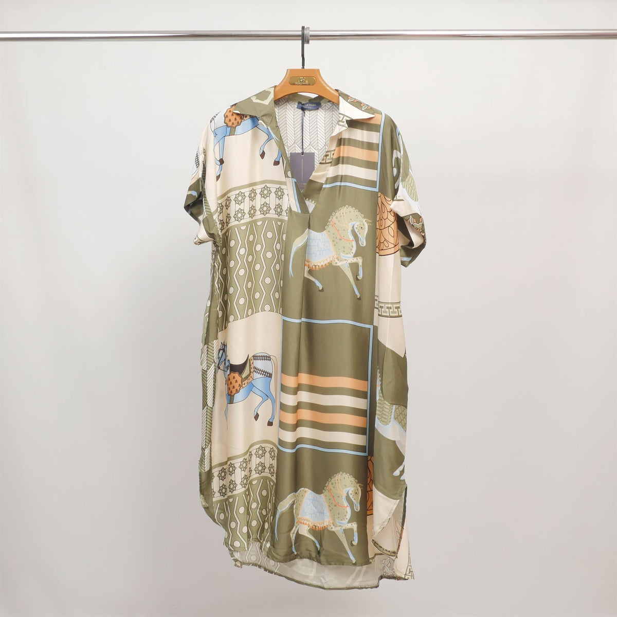 Horse print dress in viscose silk kd6917vs 20