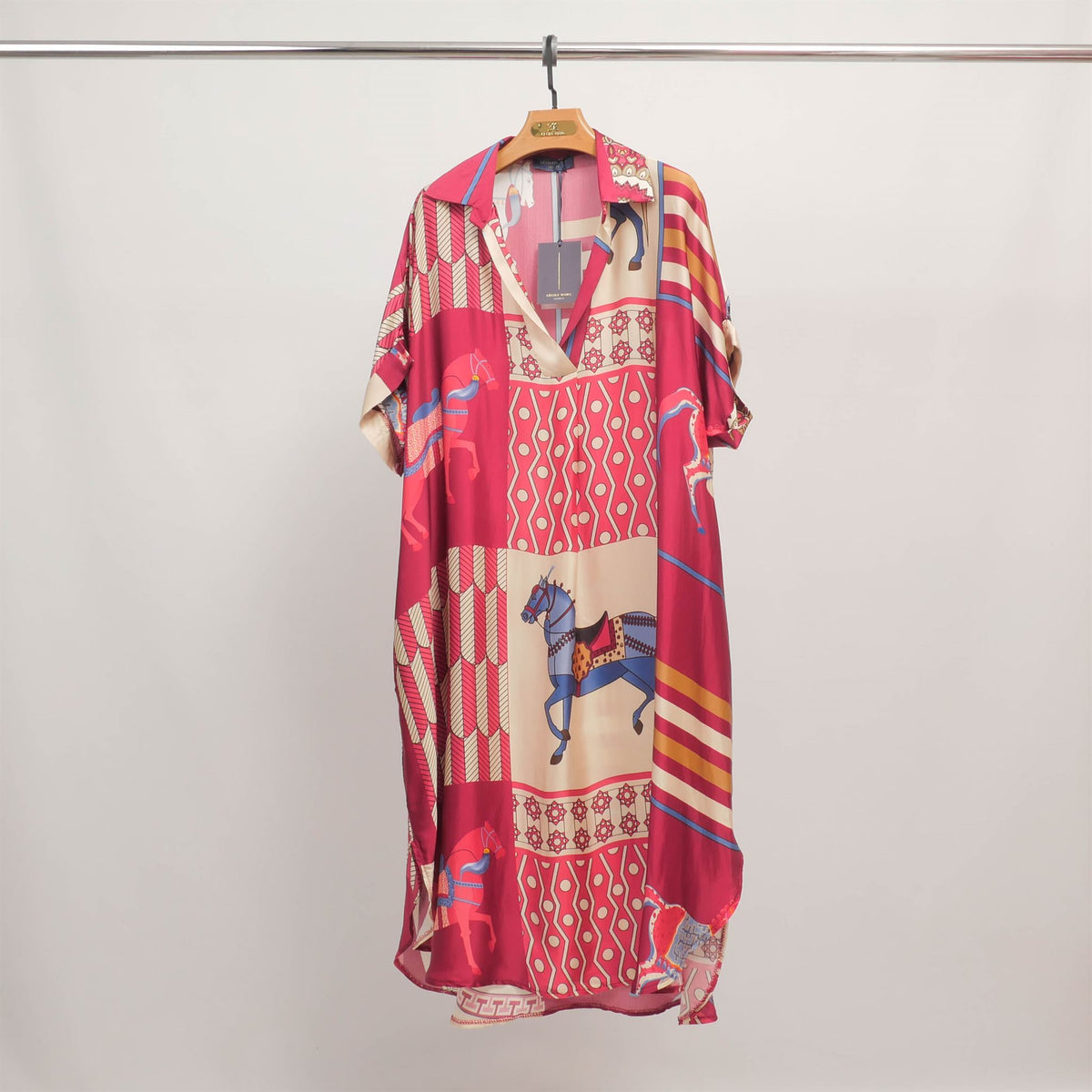 Horse print dress in viscose silk kd6917vs 20