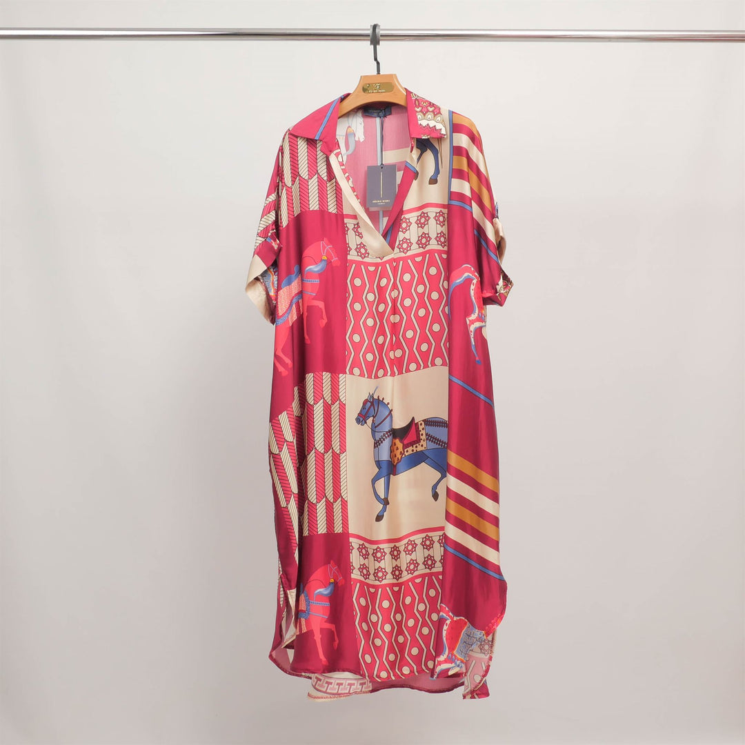 Horse print dress in viscose silk KD6917VS-20