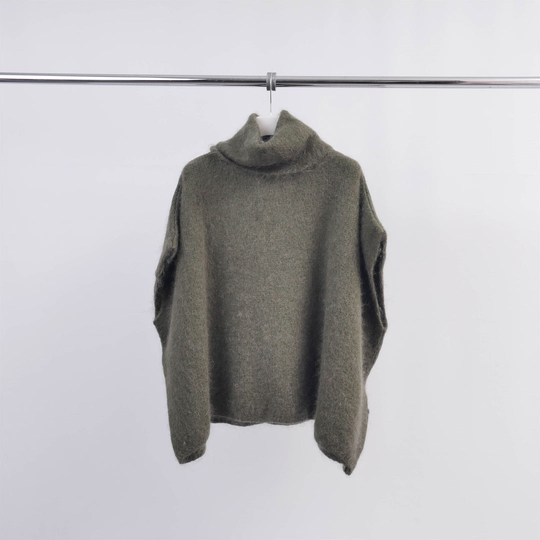 Oversized soft knit turtleneck poncho MCL23100