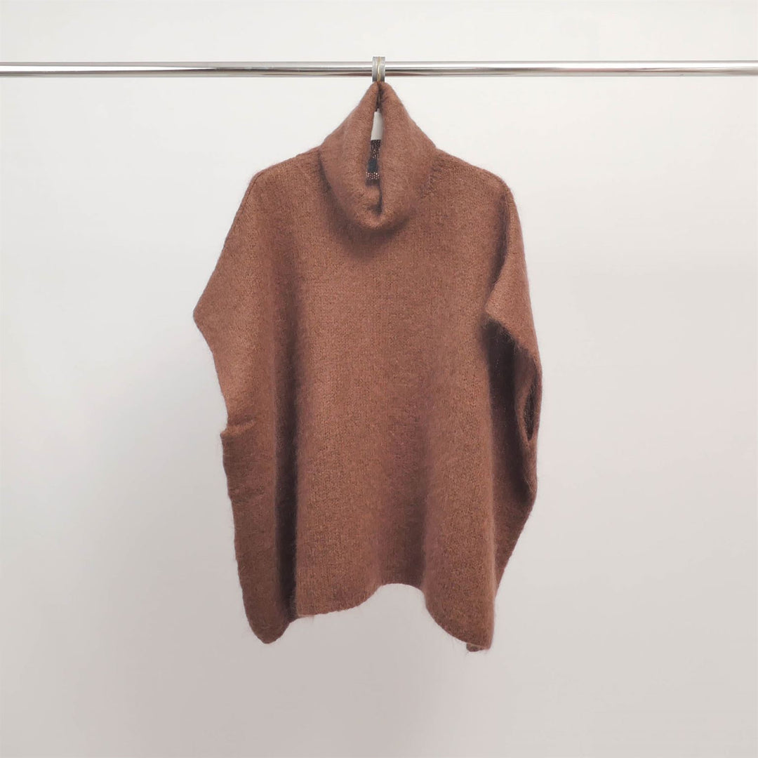 Oversized soft knit turtleneck poncho MCL23100
