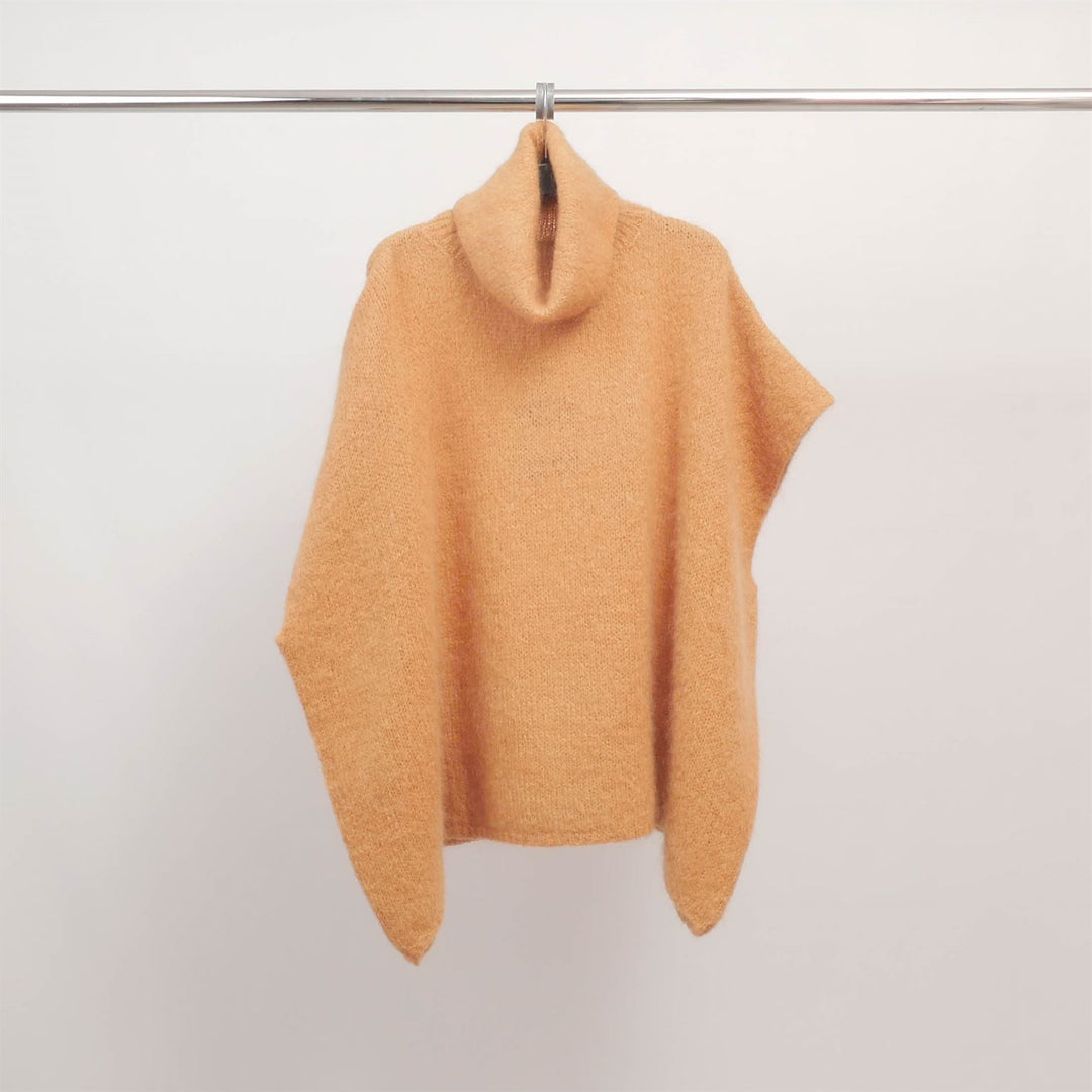 Oversized soft knit turtleneck poncho MCL23100