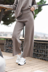 Pantalon large en maille extensible taille élastiquée DSY8349