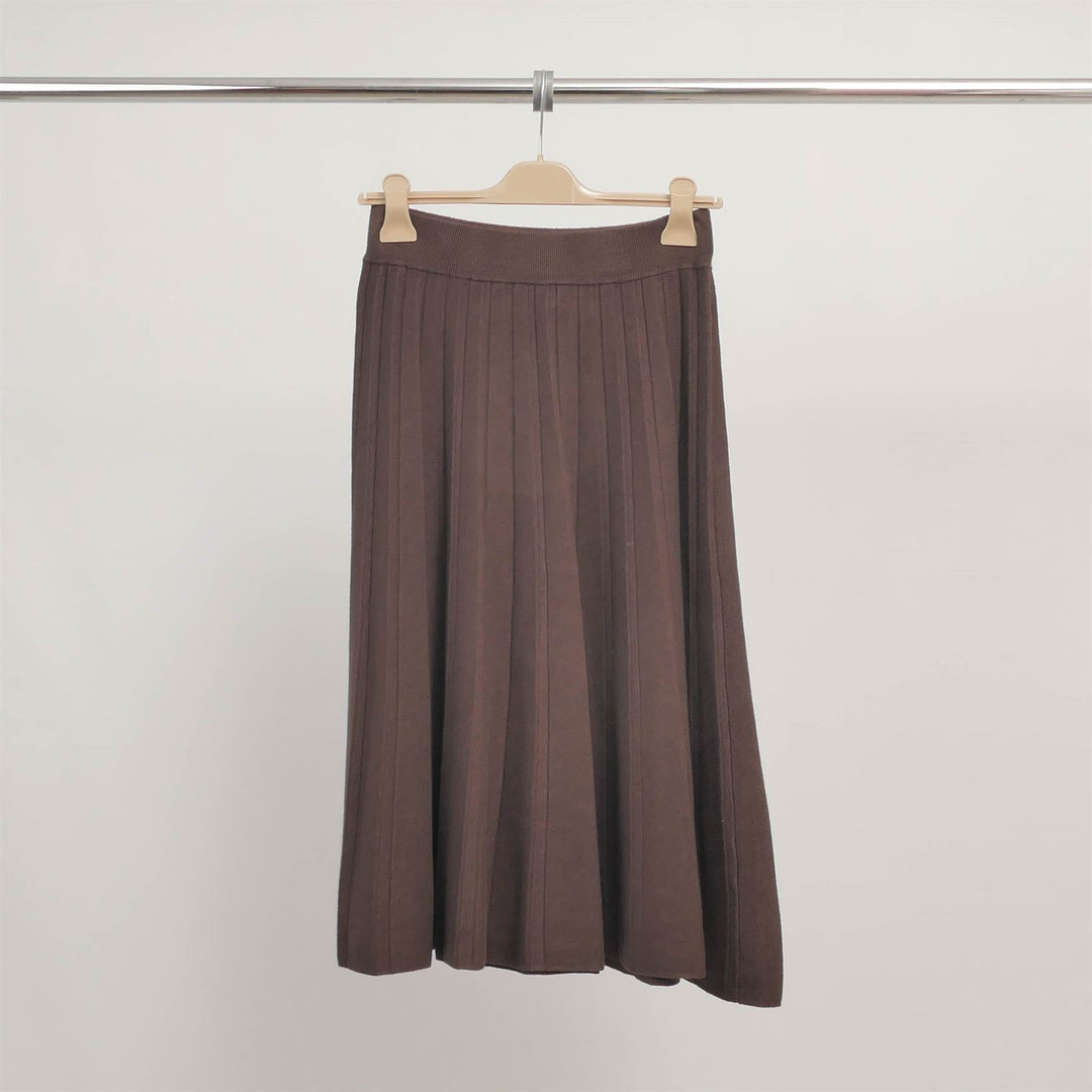 Midi-length pleated stretch knit skirt DSY9231