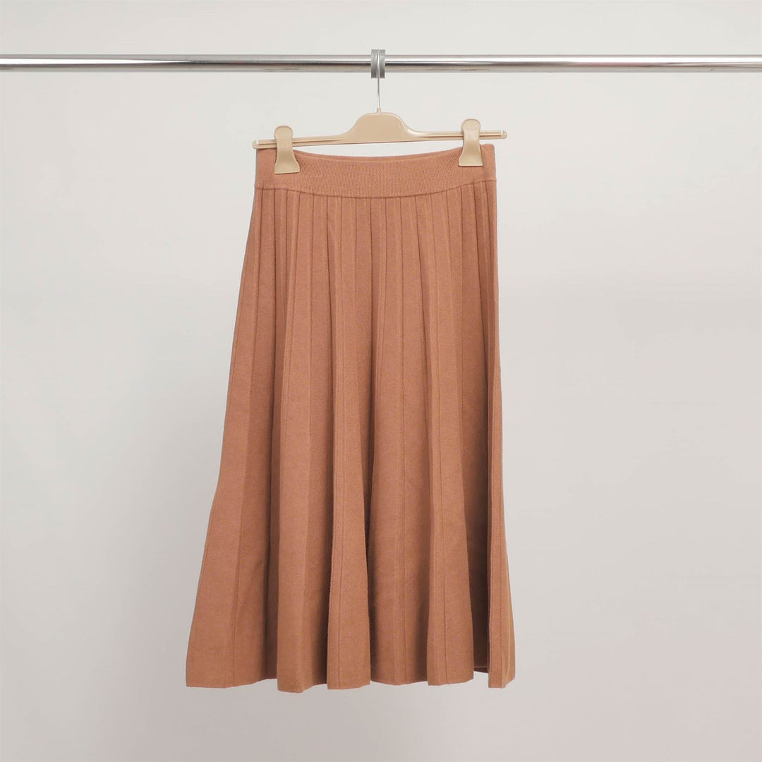 Midi-length pleated stretch knit skirt DSY9231
