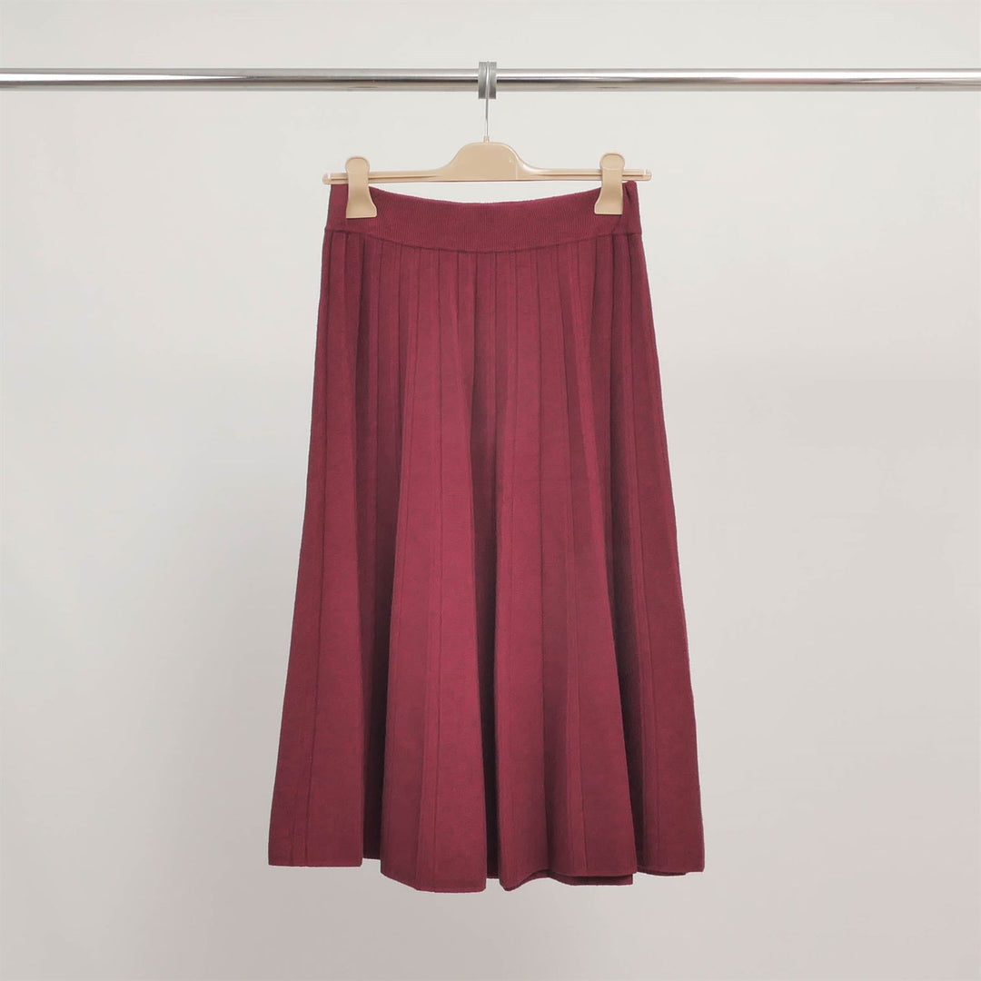 Midi-length pleated stretch knit skirt DSY9231