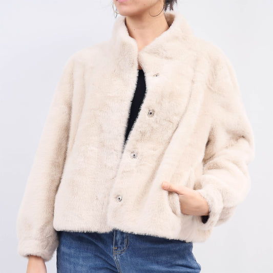 Manteau court en fausse fourrure ultra douce DSY2171
