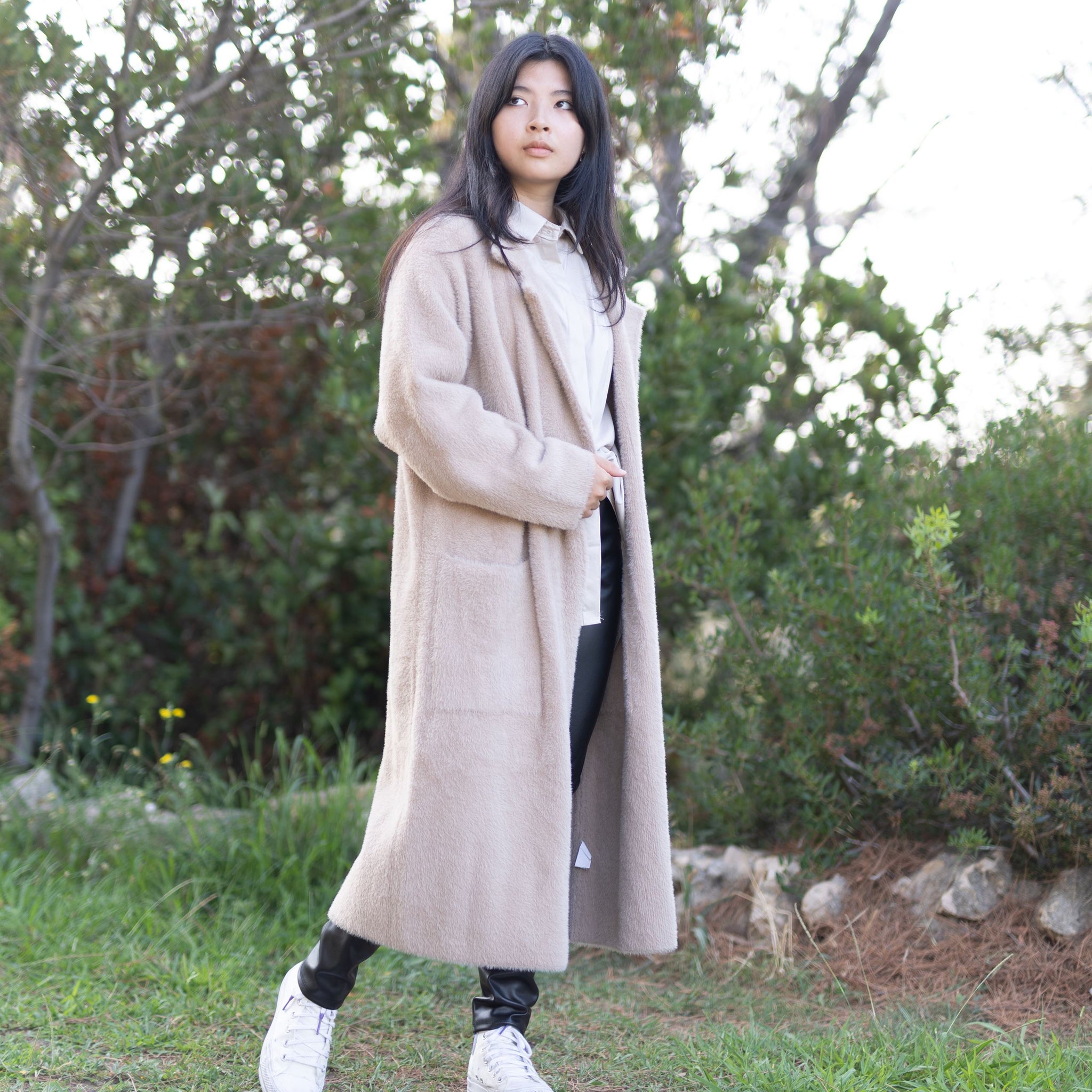 Manteau long en maille peluche ultra-douce DSY2308