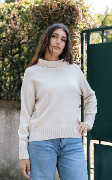 Pull col roulé avec fils brillants DSY9492