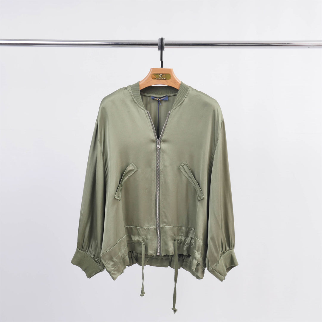 Satin zip-up bomber jacket DB93021VS