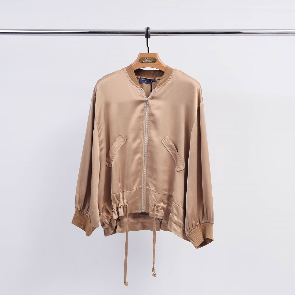 Satin zip up bomber jacket db93021vs