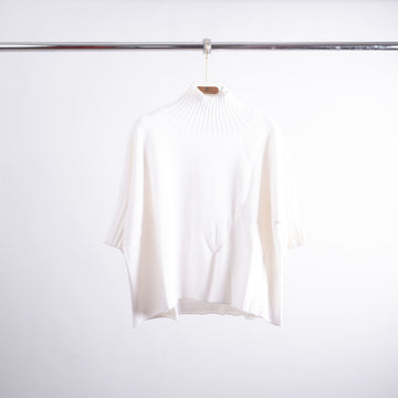 Pull ample col montant côtelé manches courtes YF370164