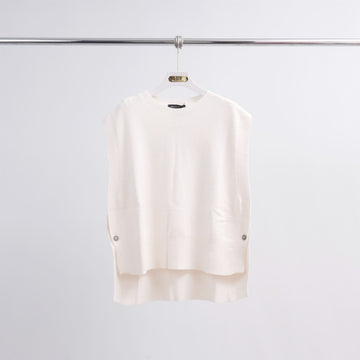 Poncho sans manches col rond en maille structurée YF57015