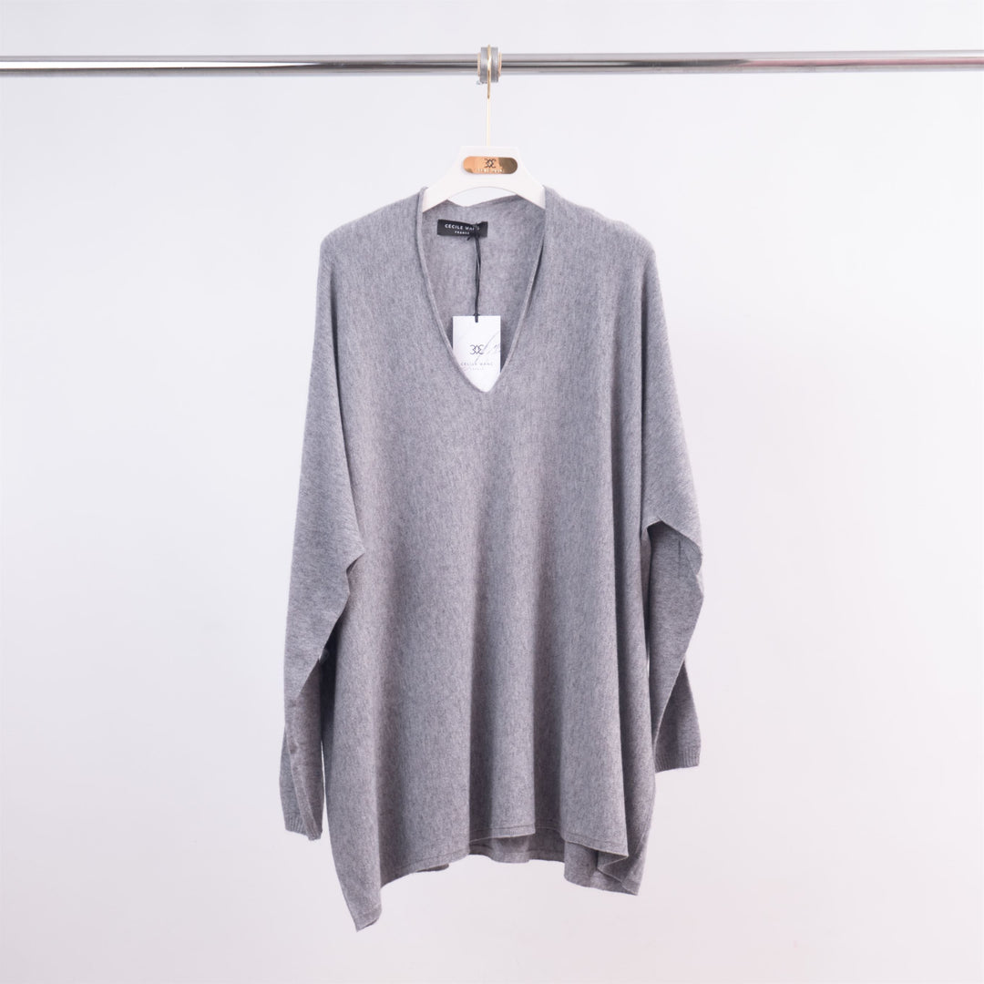 Oversized soft knit V-neck sweater YF12022