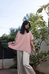 Sleeveless V-neck poncho in soft knit YF67035