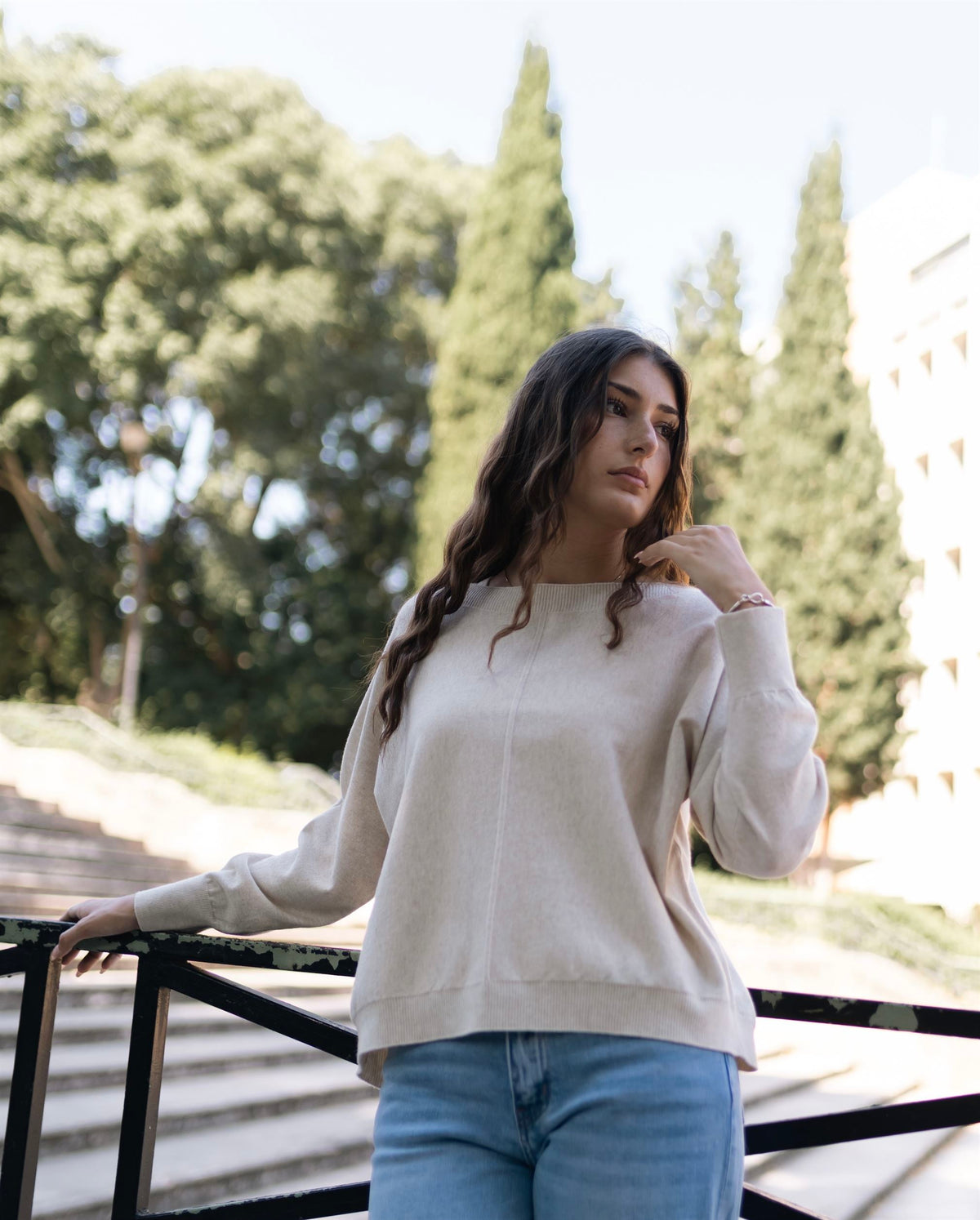 Pull en maille col bateau hy2331