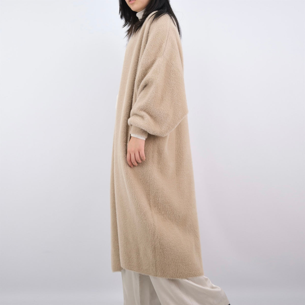 Long, fluffy knit coat without a zipper dsy2128