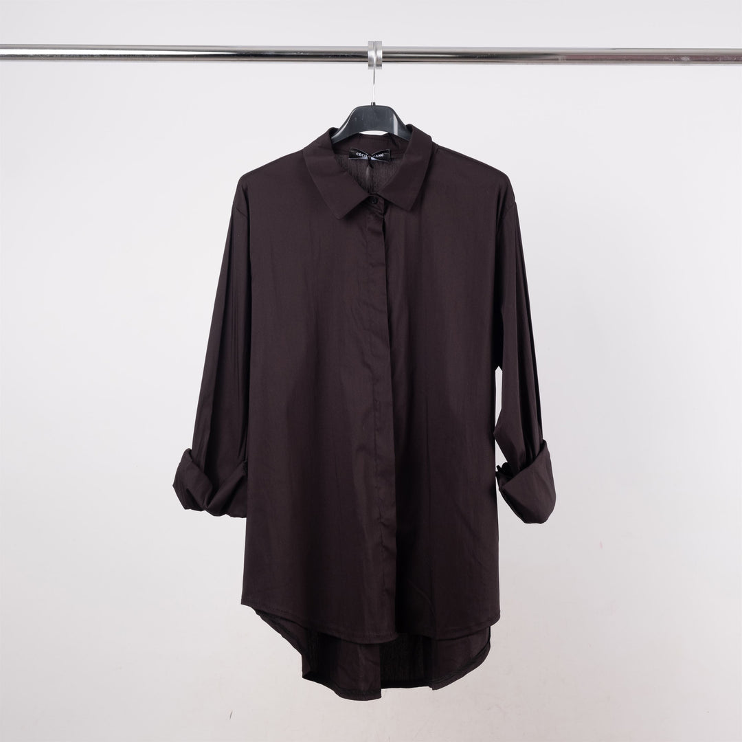 Oversized shirt with invisible placket 12550320