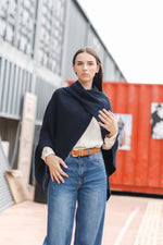 Load image into Gallery viewer, Asymmetrical ribbed poncho in soft knit DSY8933
