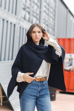 Load image into Gallery viewer, Asymmetrical ribbed poncho in soft knit DSY8933
