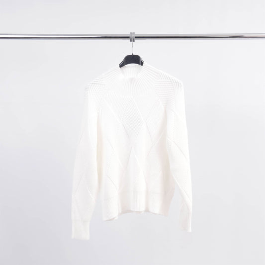 Pull col montant à motif losange en maille épaisse DSY9351