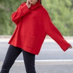 Load image into Gallery viewer, Oversized turtleneck sweater with ribbed pockets DSY8304
