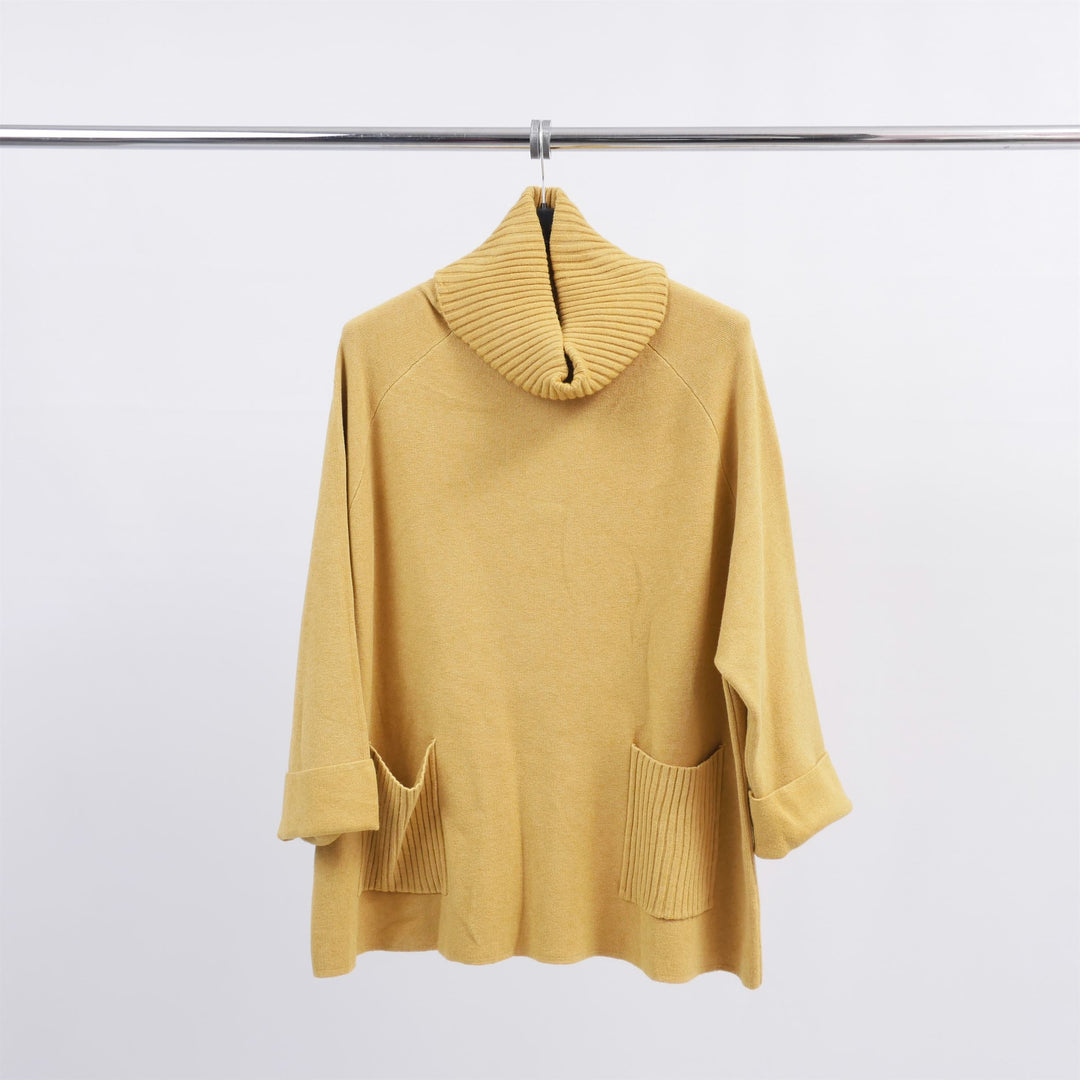 Oversized turtleneck sweater with ribbed pockets DSY8304