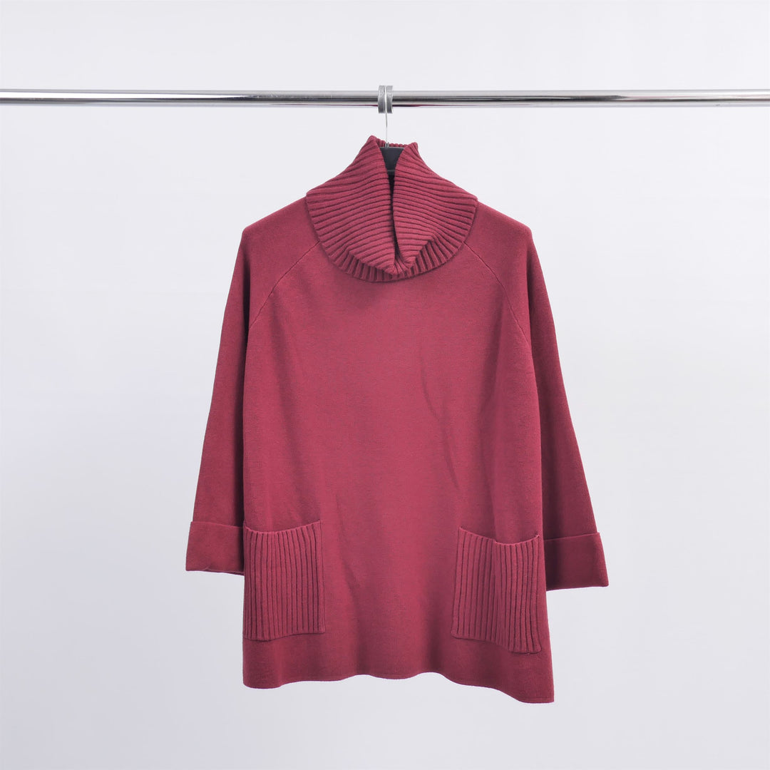 Oversized turtleneck sweater with ribbed pockets DSY8304