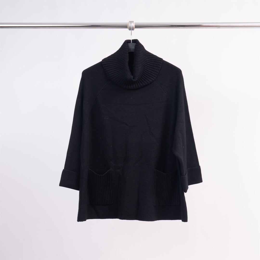 Oversized turtleneck sweater with ribbed pockets DSY8304