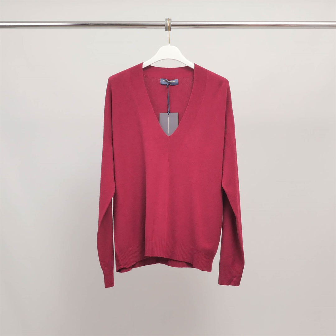 Straight V-neck lightweight knit sweater YF32016