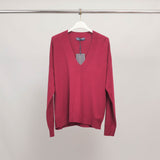 Pull col V droit en maille légère YF32016