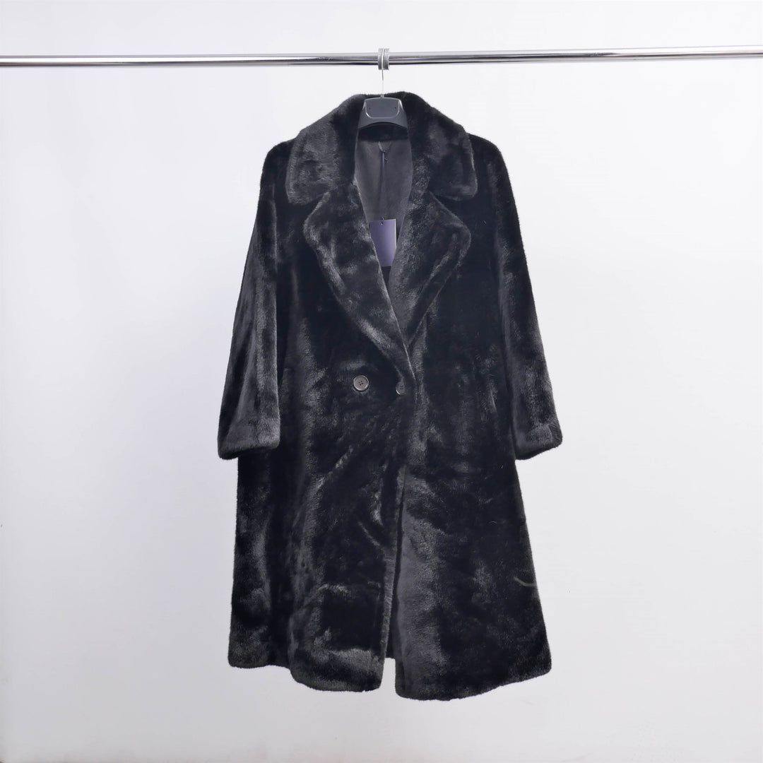 Long faux fur coat with lapels DSY2172