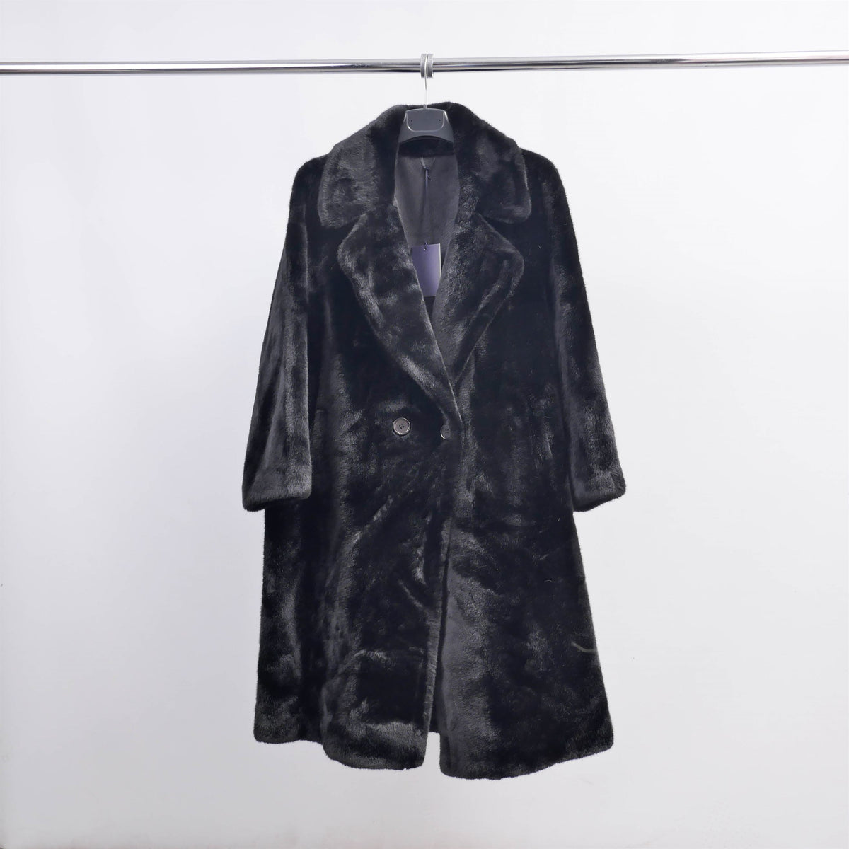 Long faux fur coat with lapels dsy2172