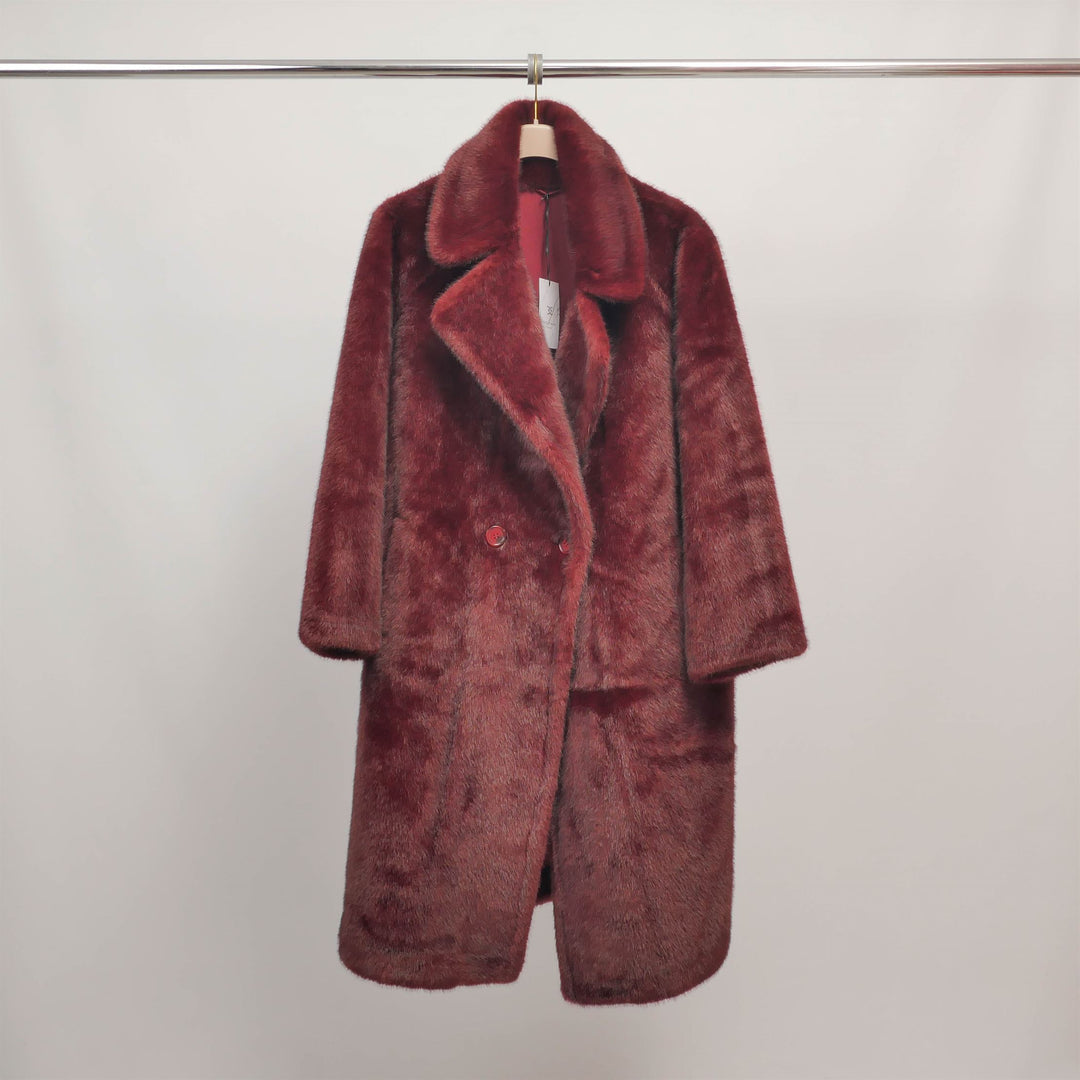 Long faux fur coat with lapels DSY2172