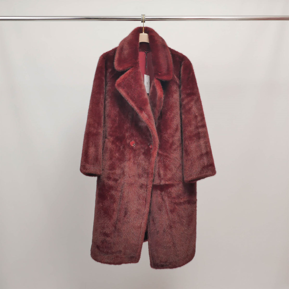 Long faux fur coat with lapels dsy2172