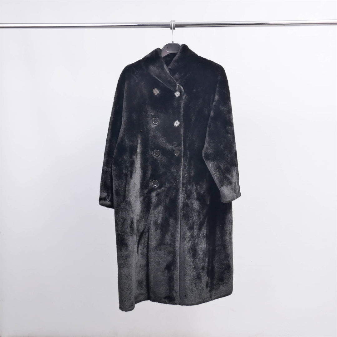 Manteau long croisé en fausse fourrure DSY2174