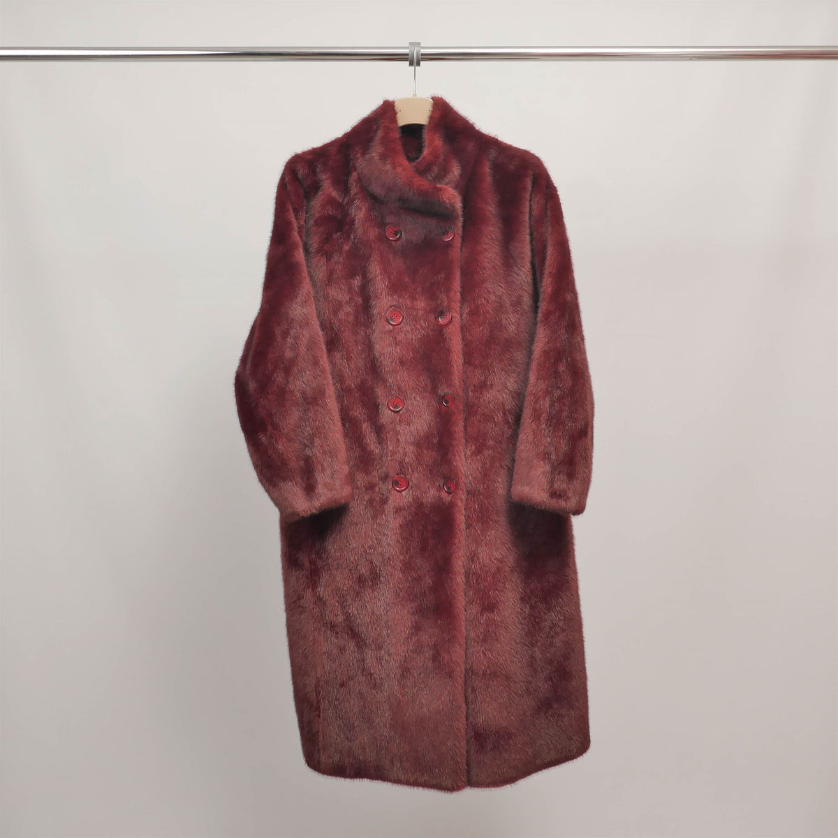 Long double breasted faux fur coat dsy2174