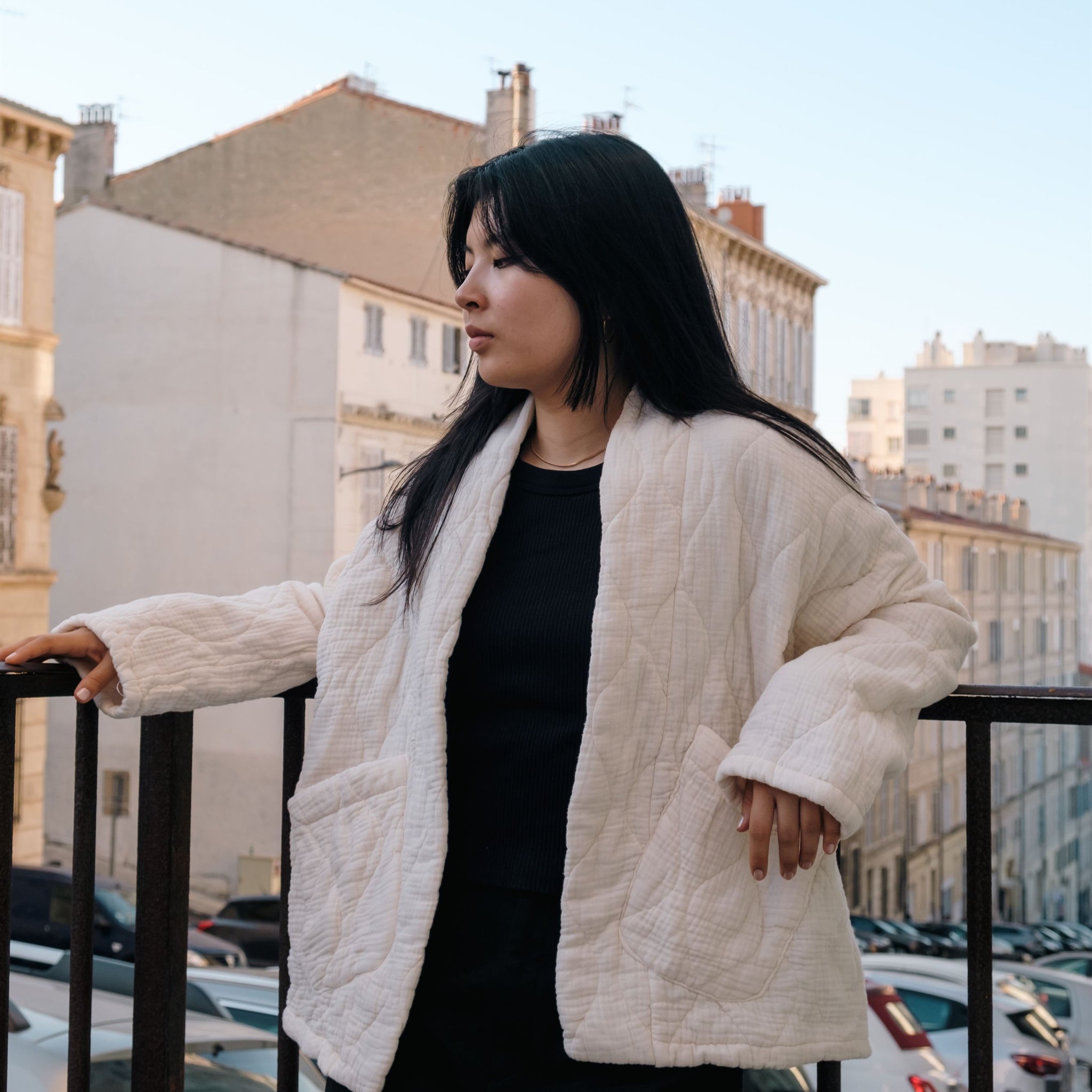 Veste matelassée coton col châle KD9166-3